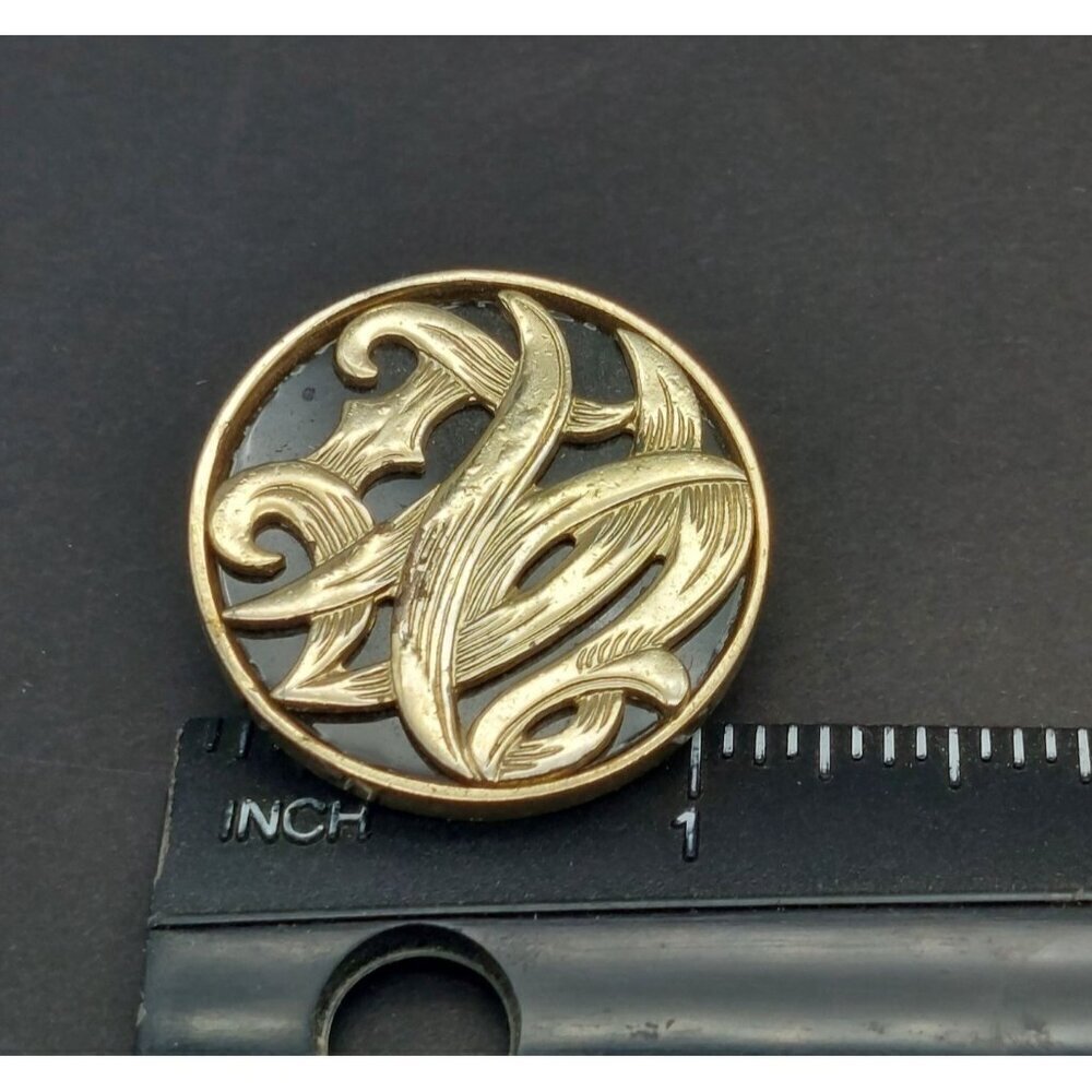 Vintage Bergere Clip On Earrings Large Circles Black Enamel & Gold Swirl Retro - Picture 7 of 7